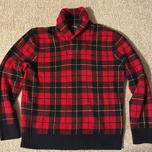 Polo by Ralph Lauren Men’s Sweater
Tartan Plaid Shawl Neck